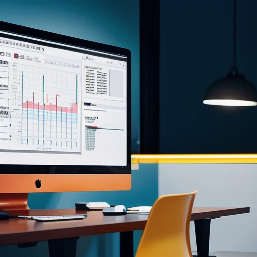 Executive analytics workspace with business intelligence displays, no people